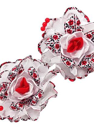 Банты детские на резинке для волос «вышиваночка» 0108-352, 2 штуки