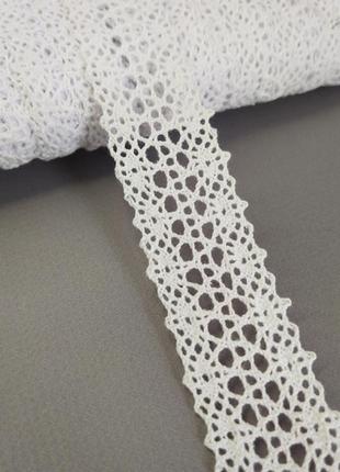 Кружево льняное 2,5 см - белый (м6342)