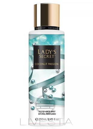 Женский парфюмированный спрей-мист для тела lady’s secret coconut passion, 250 мл