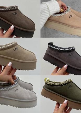 Ugg tasman угги укороченные натуральный замша мех черные