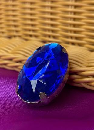 Стразы в цапах пришивные, овальные 28х38 мм - синий