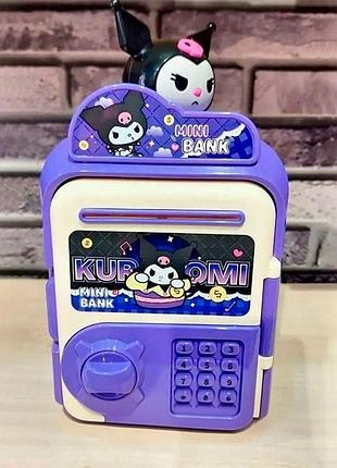 Детский сейф-копилка, от батареек, mini bank kuromi / электронная копилка / детская копилка