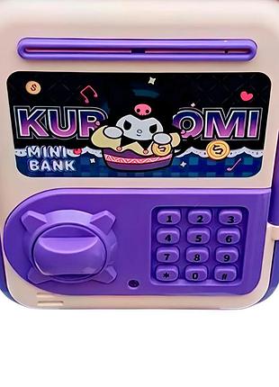 Детский сейф-копилка, от батареек, mini bank kuromi / электронная копилка / детская копилка