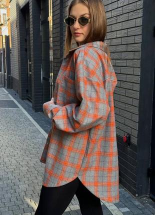 Фланелева сорочка оверсайз, сорочка в клітинку, рубашка, сорочка