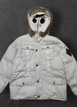 White cp company goggle hoodie sale