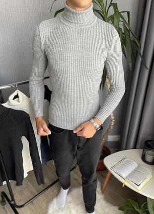 Світер рубчик сірий