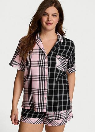 Фланелева піжама victoria's secret pink & black plaid