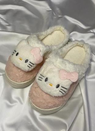 Тапочки теплые зимние с hello kitty хиллоу котти розовые детские у2к