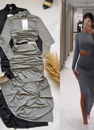 Плаття міді з розрізом zara