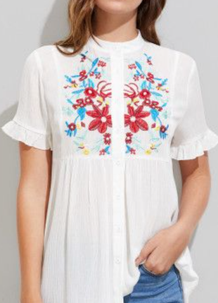 Шелковая блуза с вышивкой на кокетке от shein. s-xl