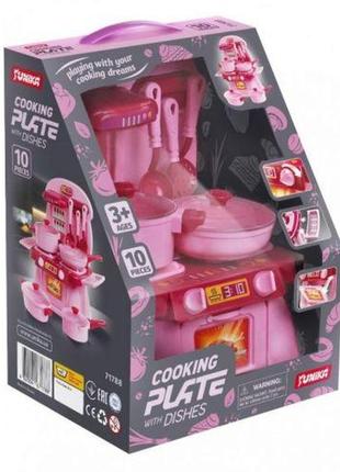 Набір кухня "cooking plate with dishes" (10 pcs.) рожева2 фото