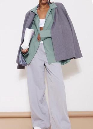 Prettylittlethings oversized cuff shirt актуальна oversized сорочка рубашка оверсайз, р.12