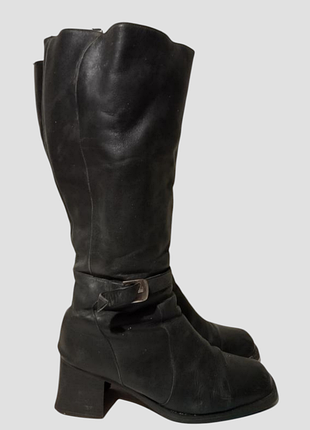 Кожаные, зимние, крепкие сапоги на натуральной овчине