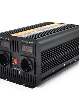 Инвертор напряжения powermaster, 24v/220v, 1800w с модифицированной синусоидой, 2 shuko, клеммы