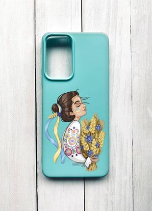 Матовий чохол на xiaomi redmi note 11 pro бірюзовий :: українка з колосками (принт 172)