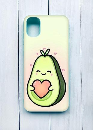 Матовий чохол з бірюзовими боками для samsung galaxy a51 (2020)/a515 :: кавай авокадо з сердечком (принт 310)
