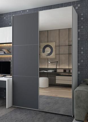 Шкаф-купе двухдверный doros g-caiser 180х60х240 см белый/графит/зеркало (drs-011016)