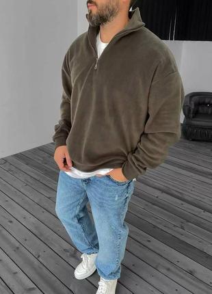 Чоловічий флісовий світшот хакі теплий світшот чудової якості