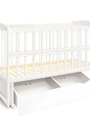 Ліжечко дерев`яних. маятник+шухляда - відкидний бортик "няша" (1) вільха - колір білий