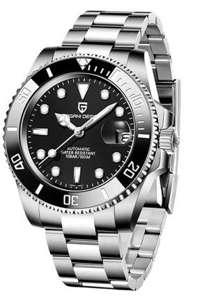 Мужские механические часы pagani design pd-1661 silver-black