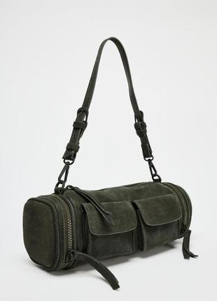 Сумка женская хаки замшевая zara new