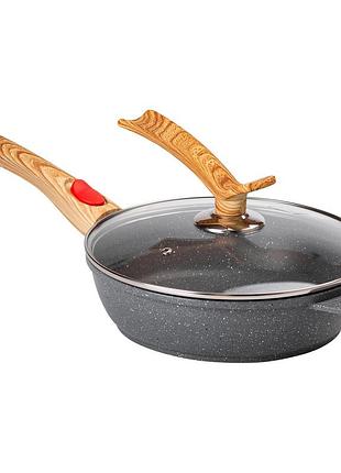 Алюмінієва глибока сковорода (2,4 л) зі скляною кришкою ø 24 см сіра mgc