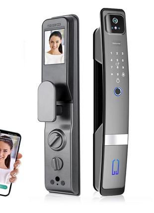 Электронный дверной замок navicat h03 с поддержкой приложения tuya камерой и face id grey