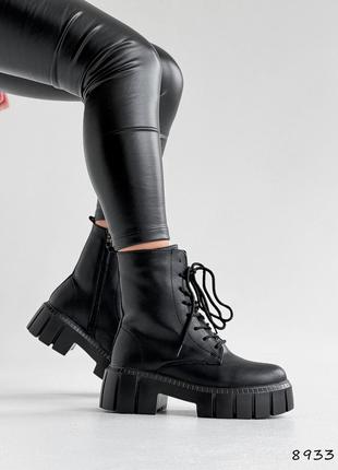 Ботинки женские killa черный, натуральная кожа 8933 зима