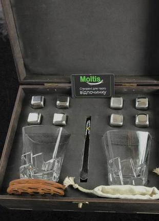 Подарочные наборы moltis relax whisky stones для мужчин, quadro 8 шт камней