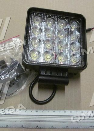 Фара led квадратная 48w, 16лампx3w, 108*131*58, узкий луч 12/24v 6000k (руслан-комплект) фр-220 ua51