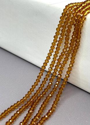 Бусины хрустальные рондель 4х3мм, нить-130 шт, медовый прозрачный