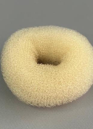 Бублик-валик, пончик для пучка рельєфний 9 см - бежевий