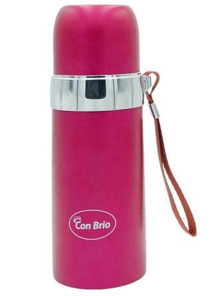 Термос con brio cb-381 gold 0,35л, термос для питьевой воды, качественный термос для дома. цвет: розовый