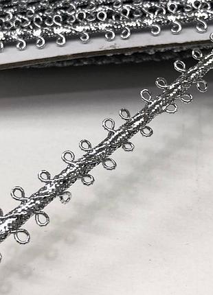 Тесьма декоративна парча 10 мм на відріз - срібло