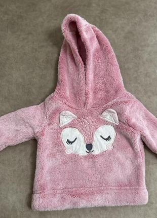 Кофта теплая с капюшоном 0-3 месяца