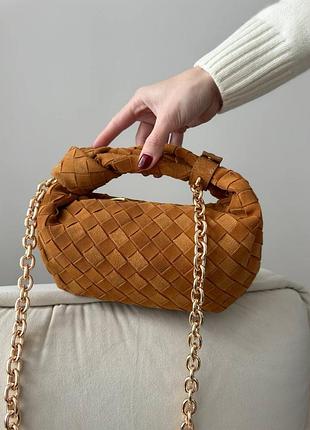 Брендовая замшевая сумочка в стиле bottega vneta