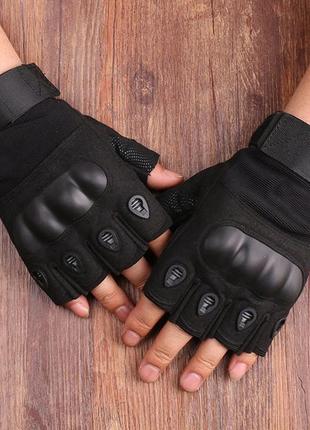 Тактические беспалые перчатки (велоперчатки, мотоперчатки) eagle tactical et-01 black размер м 9