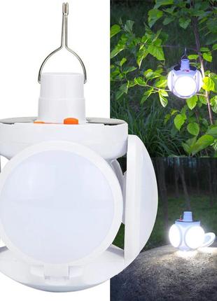 Раскладная аккумуляторная кемпинговая led лампа jg-2029 c солнечной панелью (7693)