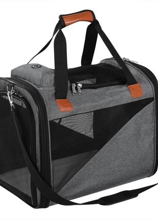 Сумка-переноска для кошек и собак 44х30х35 cosmopet cp-41 grey