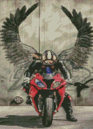 Алмазная вышивка. картина на подрамнике преміум ангел гонщик, размер 30х40 см