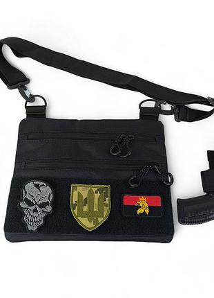 Черная сумка тактическая нагрудная, сумка через плечо военная, мужская сумка-слинг тактическая