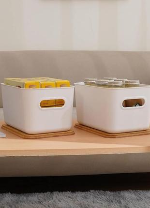 Bienvoun 2 упаковки коробка для хранения с деревянной крышкой пластиковые ящики для...