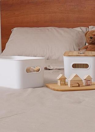 Bienvoun 2 упаковки коробка для хранения с деревянной крышкой пластиковые ящики для...