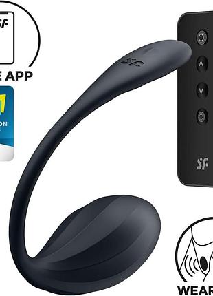 Виброяйцо satisfyer ribbed petal connect app black
