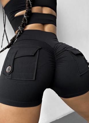 Спортивні шорти з пуш ап / велосипедки з кишенями / фітнес одяг