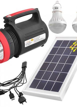 Фонарь ручной светодиодный luxury 1902t 5w+22smd 2 лампы 3w с солнечной панелью и usb power bank