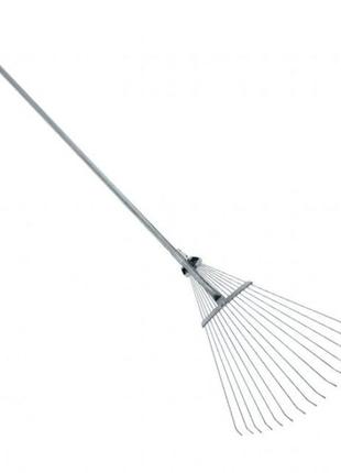 Віялові граблі 15 прутів, металева ручка, регулювання ширини робочої поверхні (30-50 см) intertool