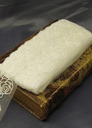 Мереживо на сітці (фатін) sindtex 7 см (13 м) колір-айворі (77-lz129-1)