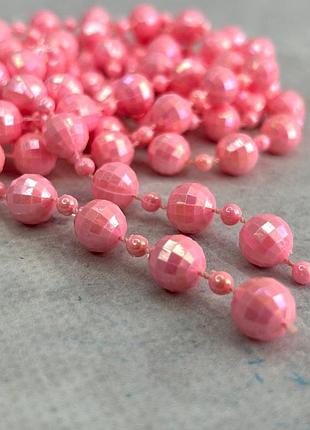 Намистини пластикові на нитці ø 4 і 9 мм - 90 см рожевий з ав