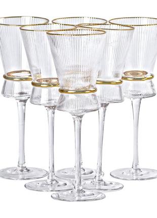 Набор из 6 бокалов с высокими тонкими ножками, 300 мл, для вина